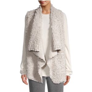 Barefoot Dreams CozyChic Sand Fuzzy Loop Fringe Cascading Vest Sz‎ S